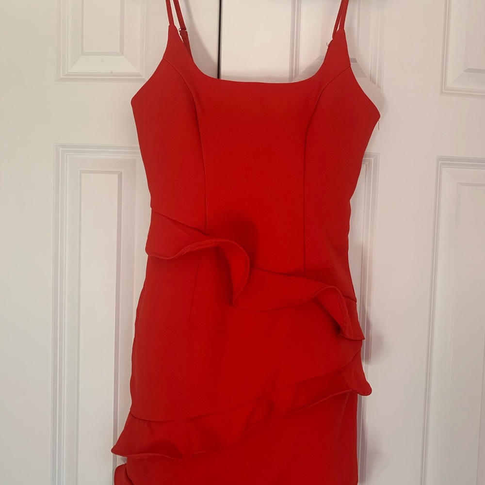Hello Molly Red Ruffle Front Dress - Picture 2 of 3